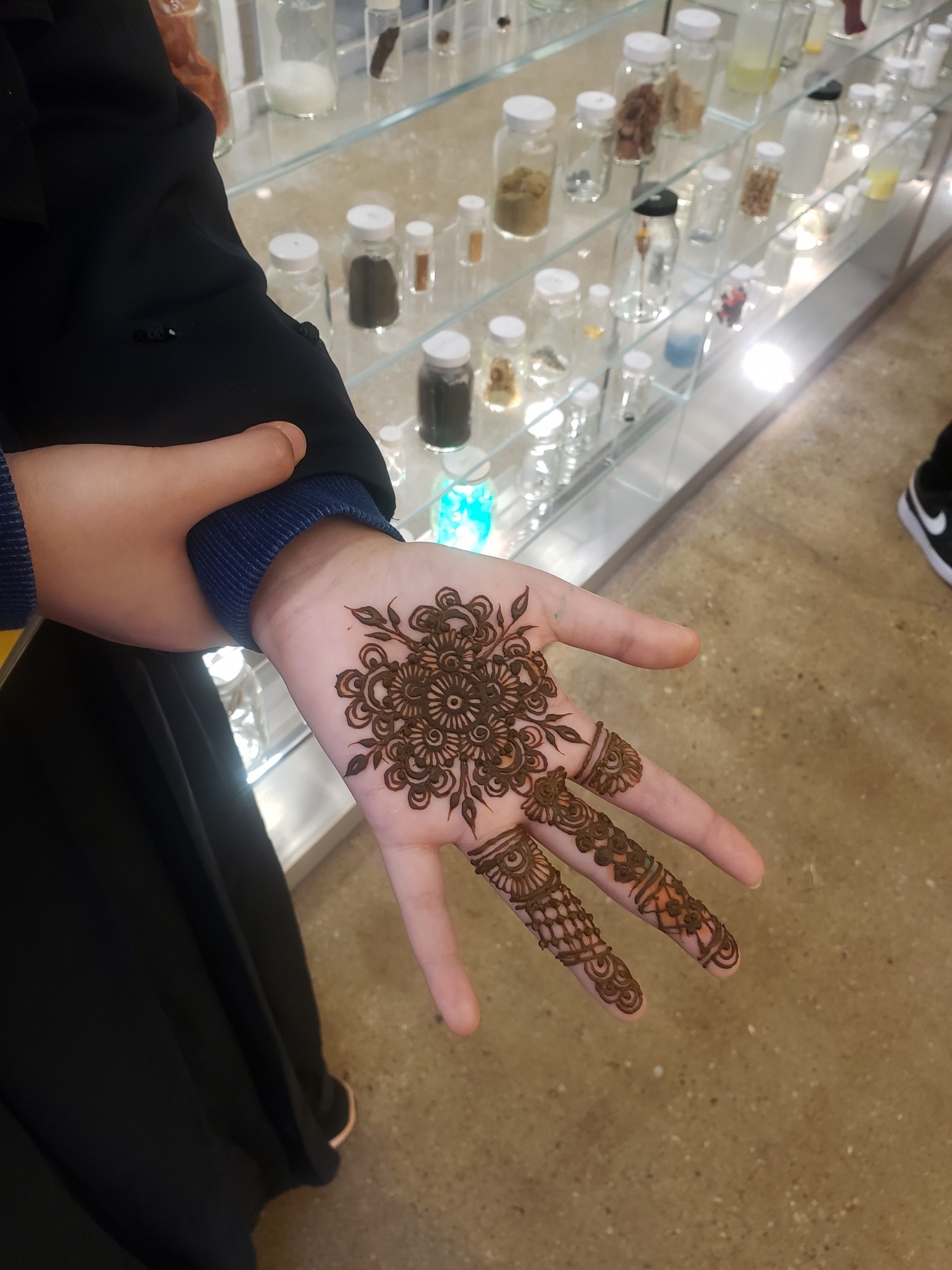 A stunningly intricate piece of henna art by one of our participants