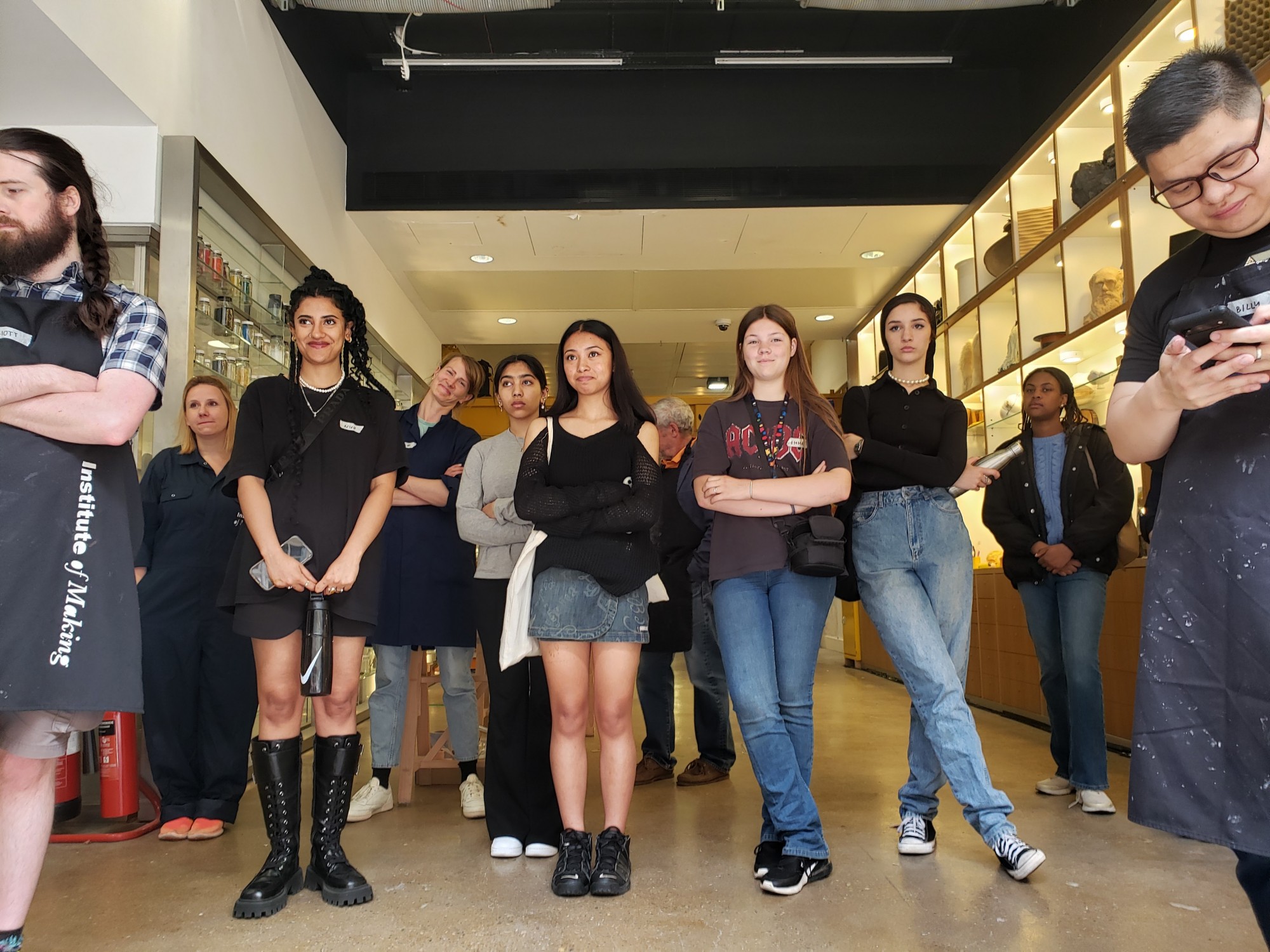 The group being briefed alongside roughly 100 volunteers, makers and academics before the start of the Festival of Stuff