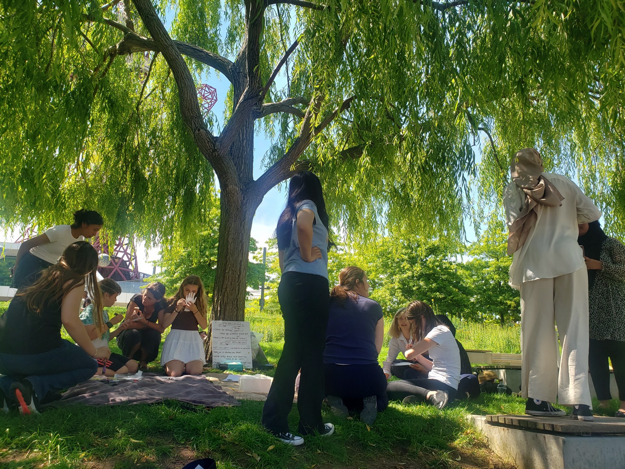 The group decided to run their community event in the Queen Elizabeth Olympic Park in East London and teach henna making skills to local families and passers by